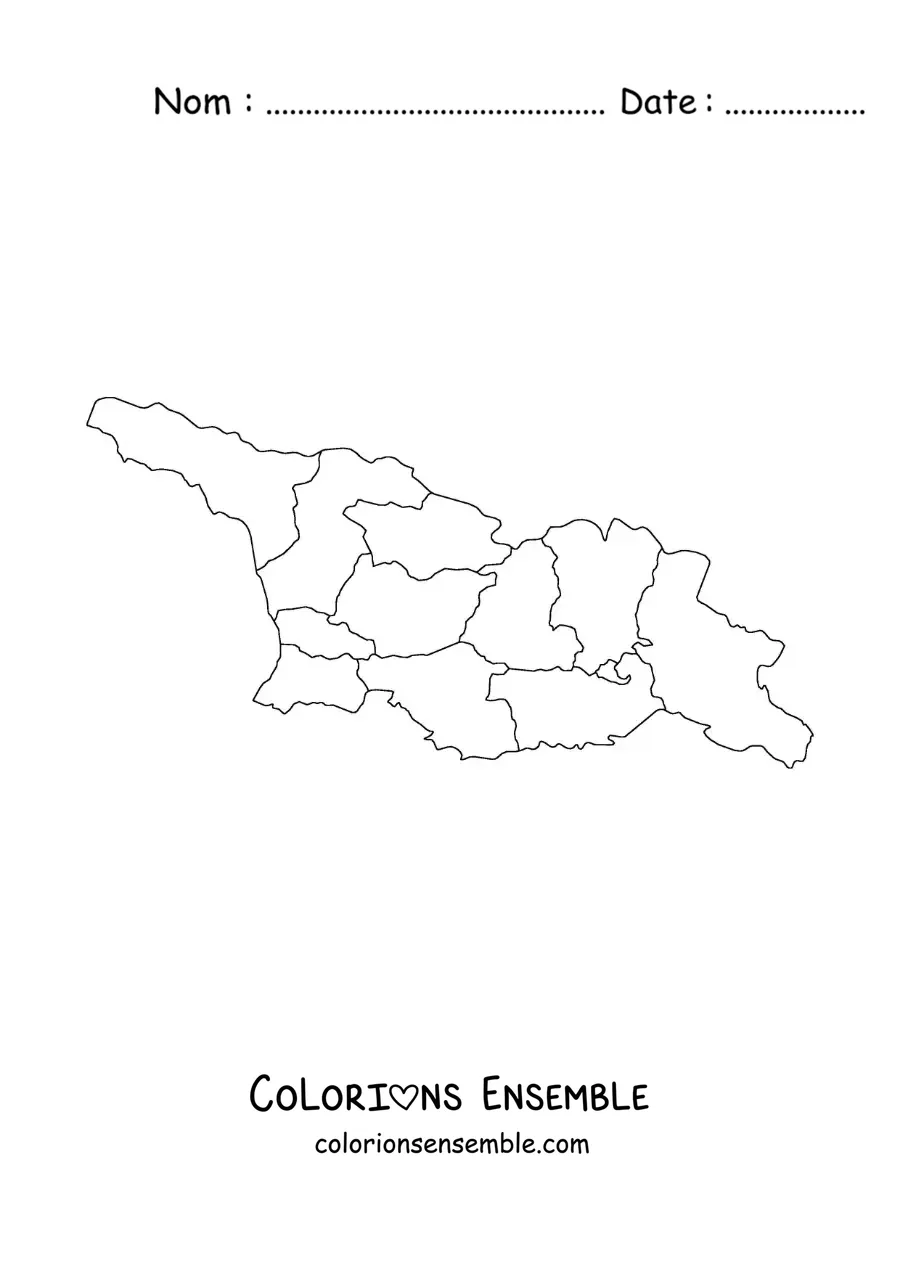 Image à colorier d'une carte politique de la Géorgie
