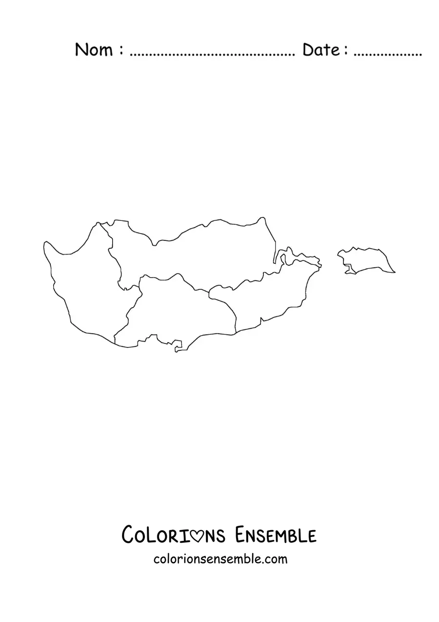 Image à colorier d'une carte politique de Chypre