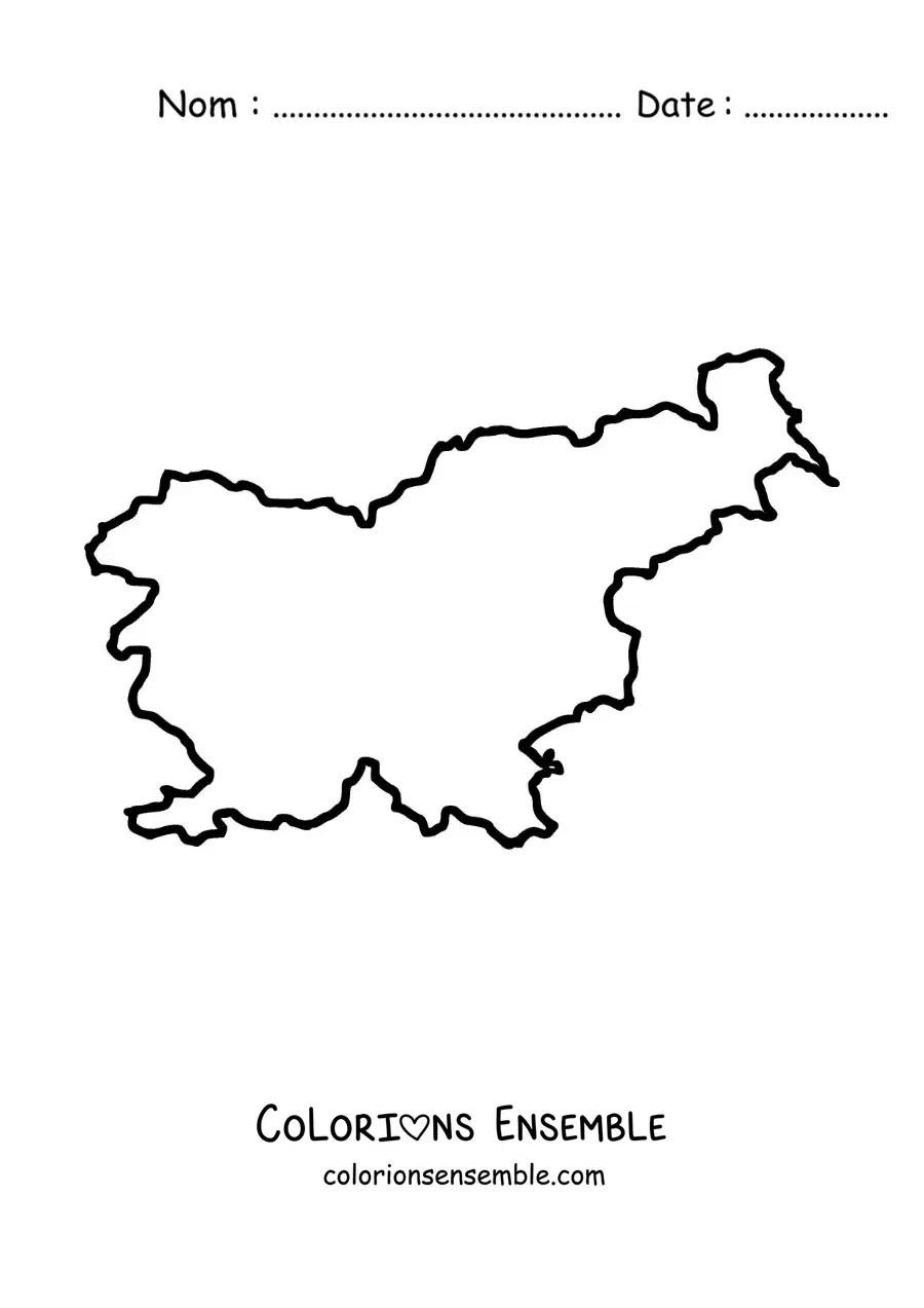 Image à colorier d'une carte de la Slovénie