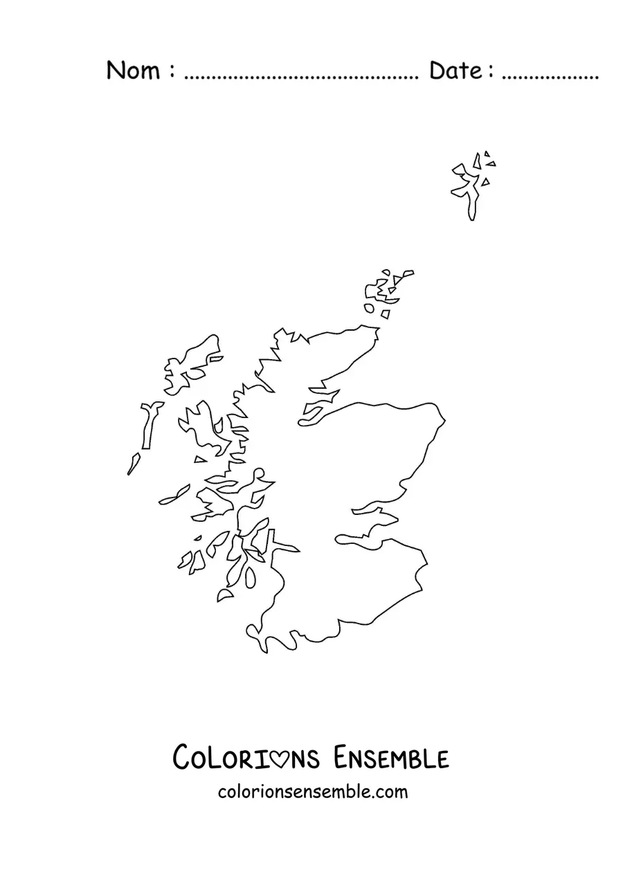 Image à colorier d'une carte politique de l'Écosse