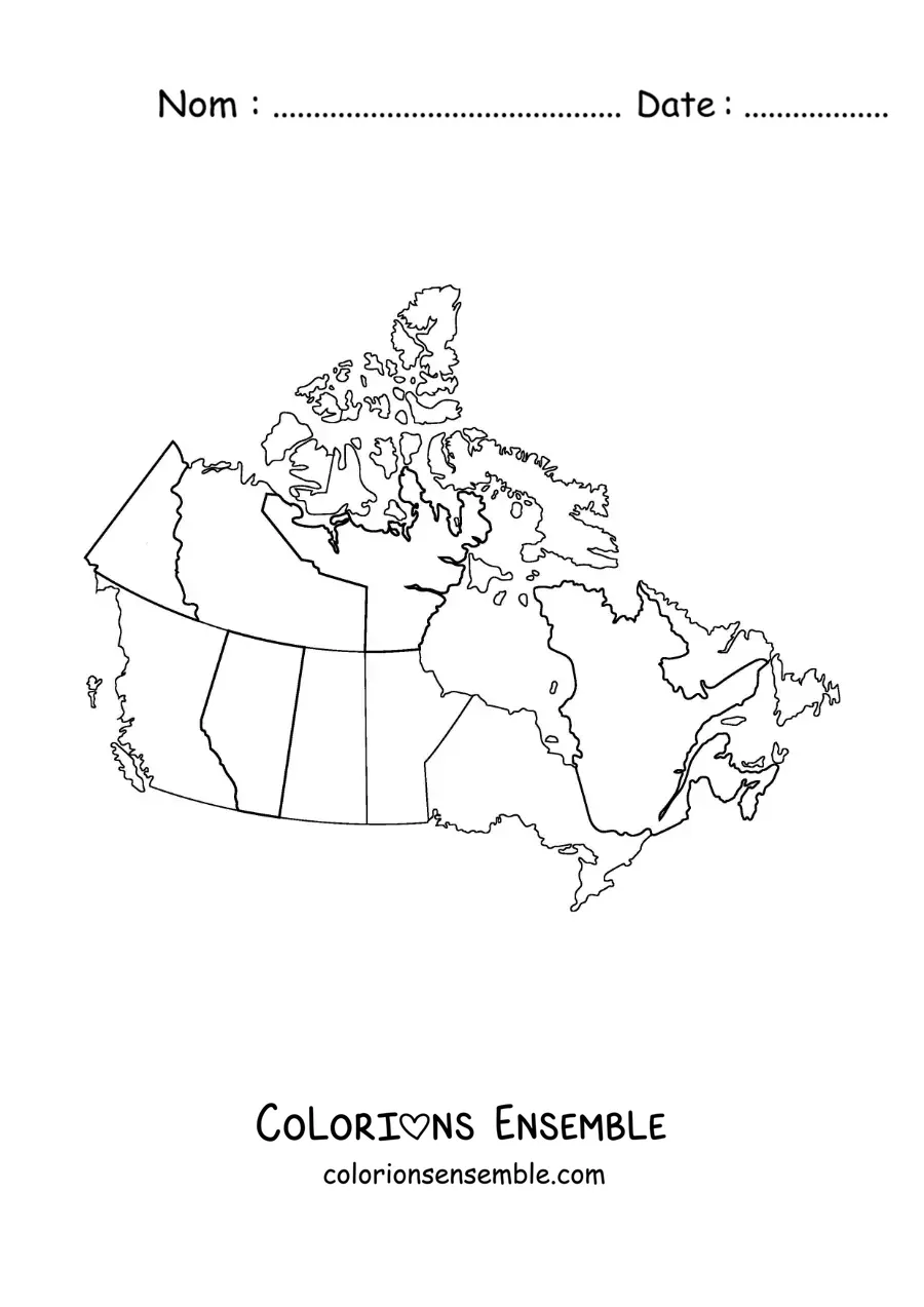 Image à colorier d'une carte politique de la Chine