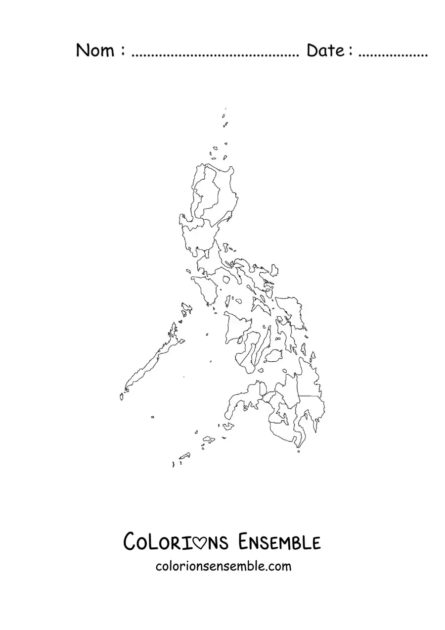 Image à colorier d'une carte politique des Philippines