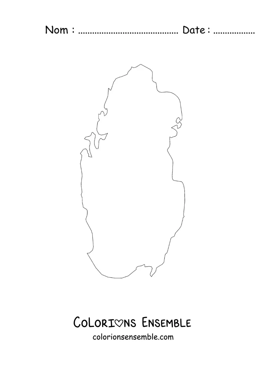 Image à colorier d'une carte politique du Qatar