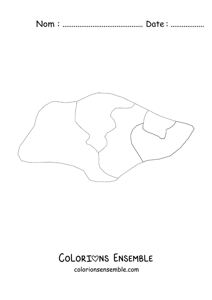 Image à colorier d'une carte politique de Singapour
