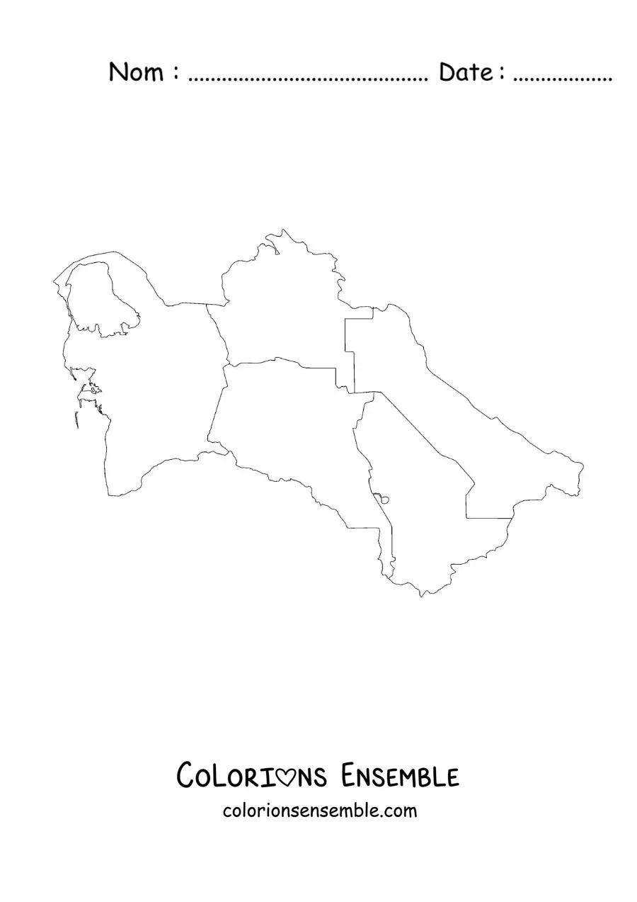 Image à colorier d'une carte politique du Turkménistan