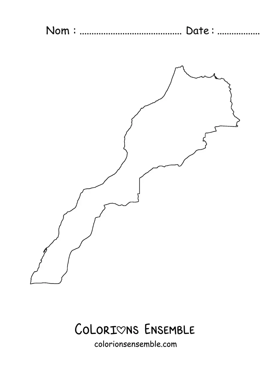 Image à colorier d'une carte politique du Maroc