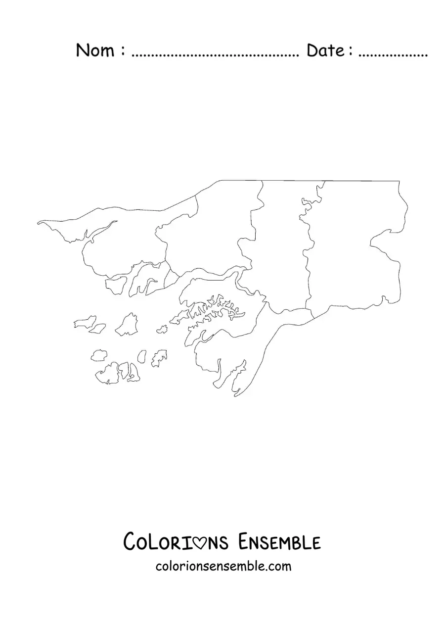 Image à colorier d'une carte politique de la Guinée-Bissau