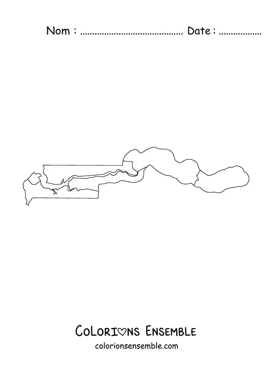 Image à colorier d'une carte politique de la Gambie