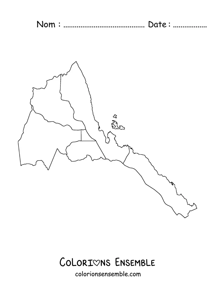 Image à colorier d'une carte politique de l'Érythrée
