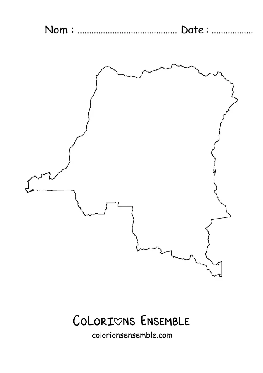 Image à colorier d'une carte politique de la République démocratique du Congo