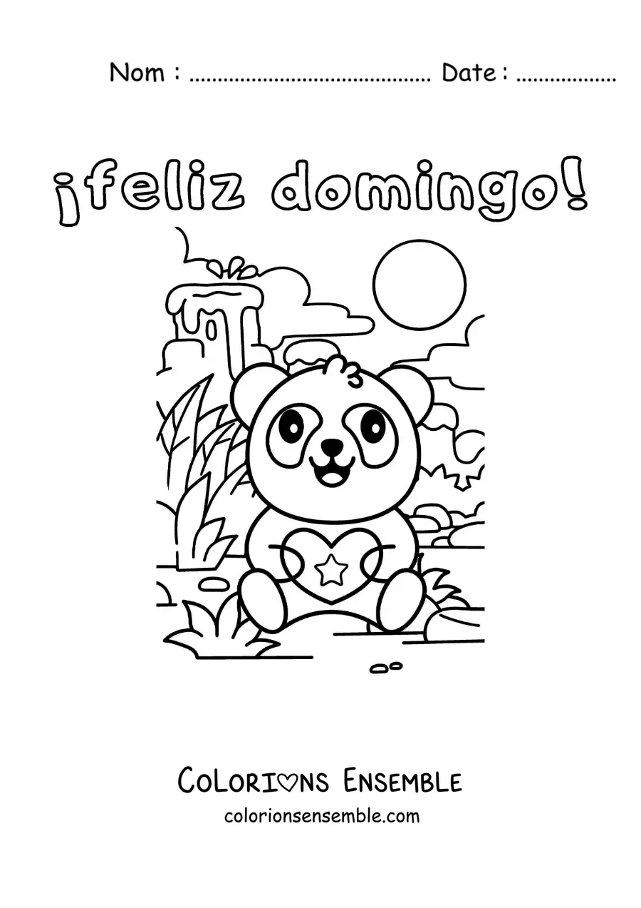 Image à colorier de bon dimanche avec un panda animé