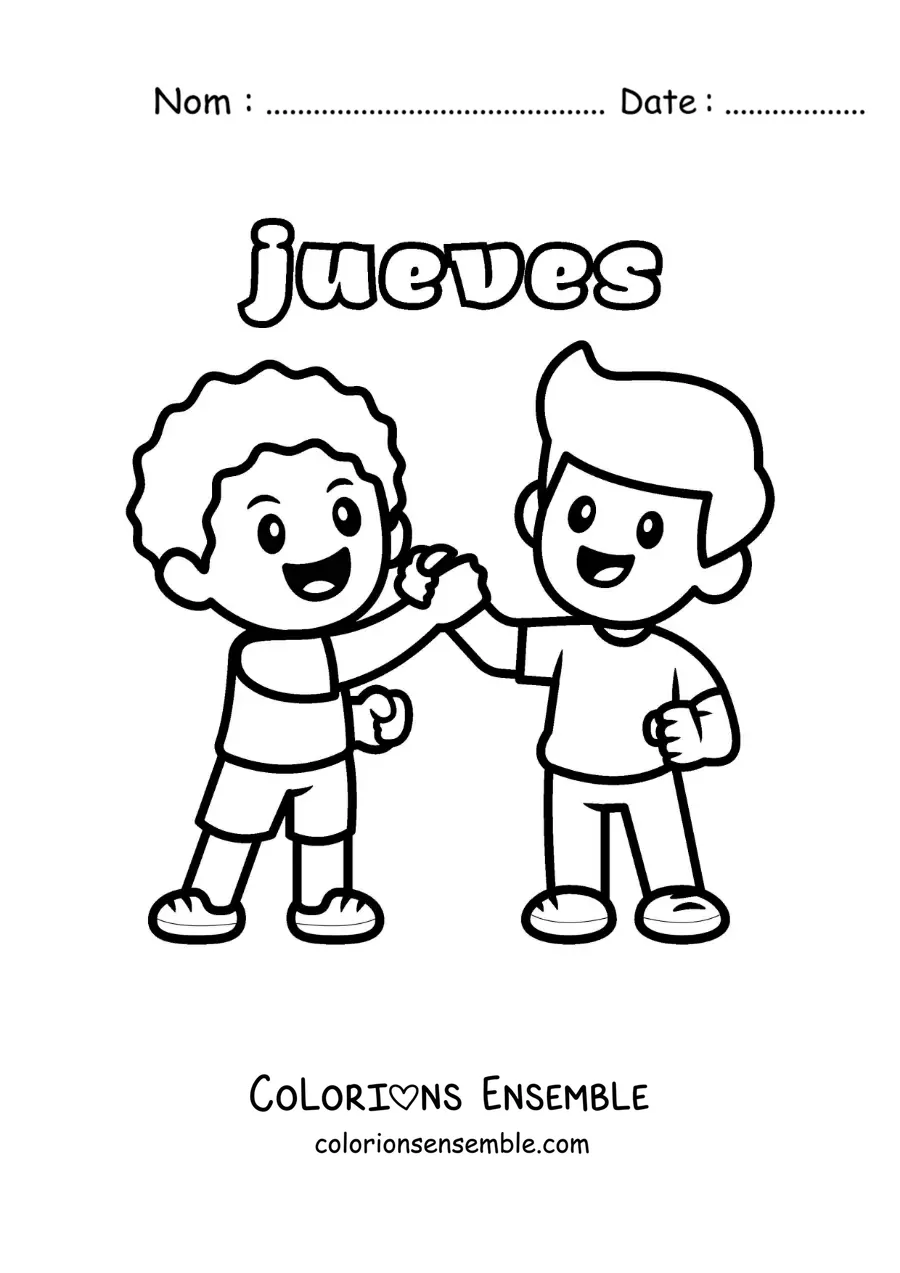 Image à colorier du jeudi avec deux amis heureux