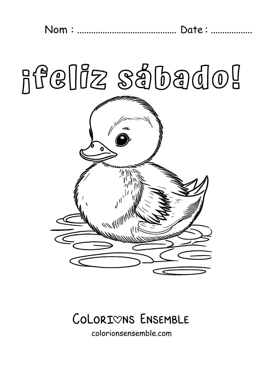 Image à colorier de bon samedi avec un canard adorable