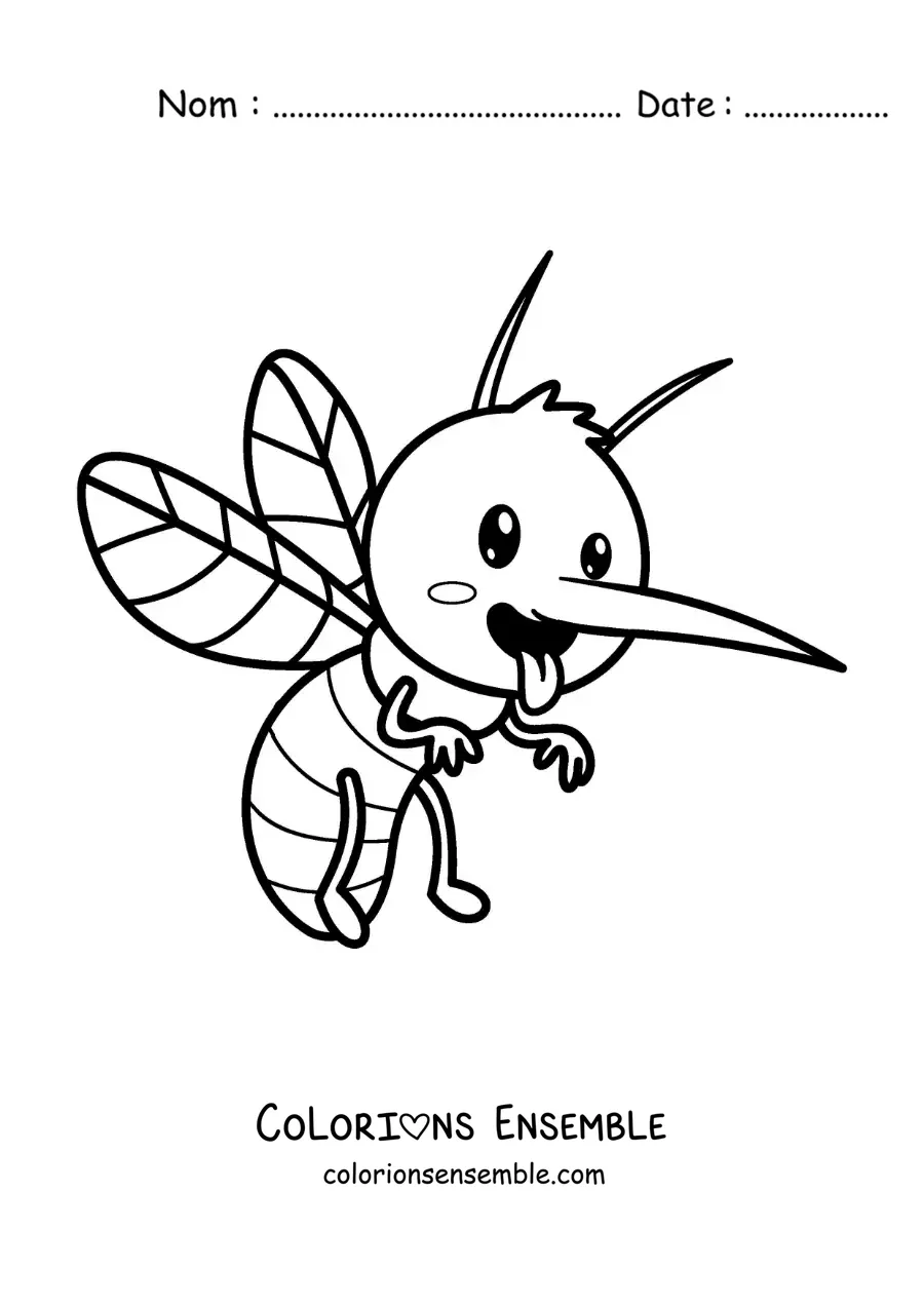 Image à colorier d'un moustique de la dengue animé