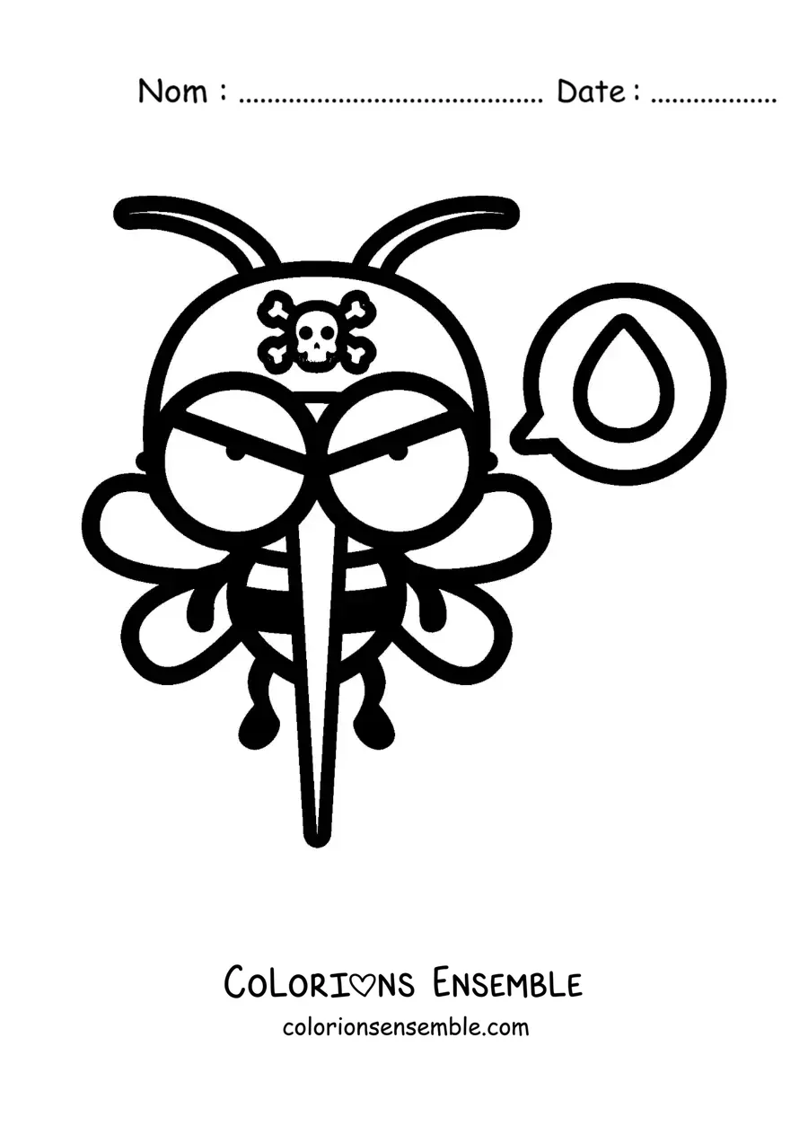 Image à colorier d’un moustique rigolo assoiffé de sang