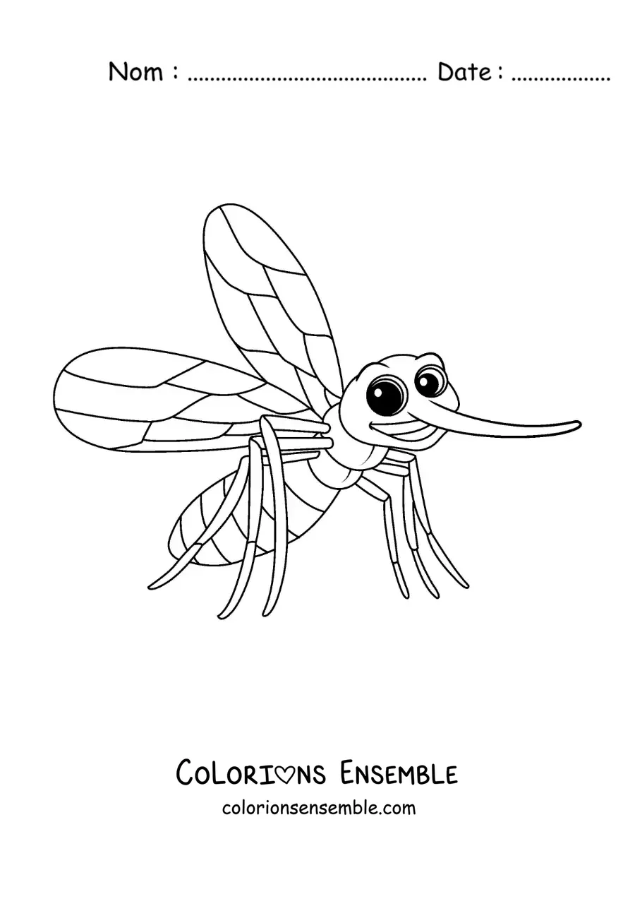 Image à colorier d’un Aedes aegypti rigolo