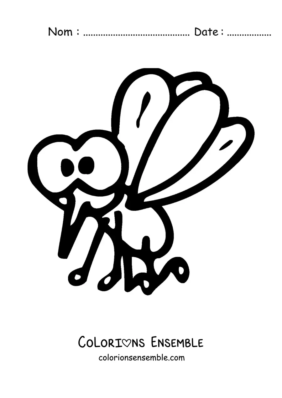 Image à colorier d’un moustique rigolo et facile