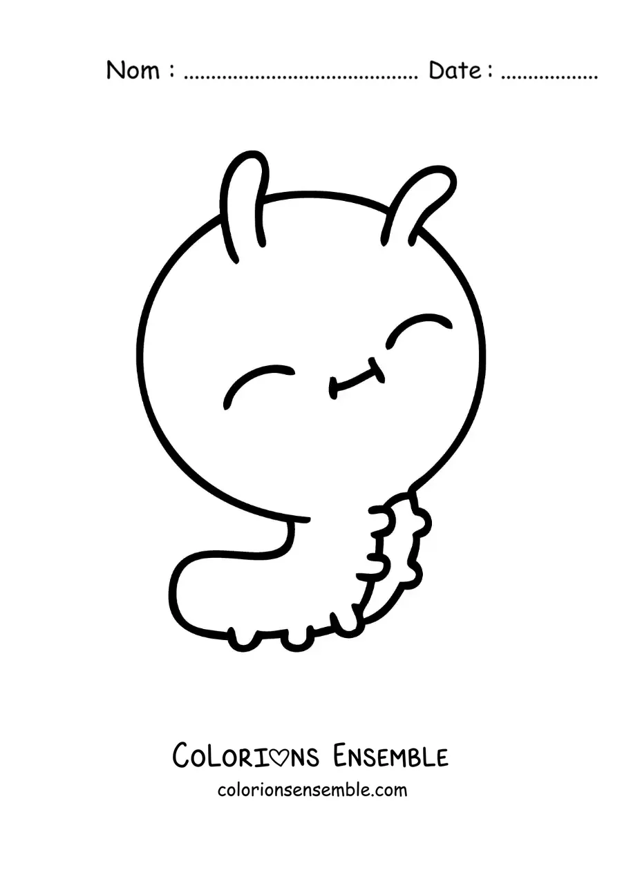 Image à colorier d’une chenille kawaii