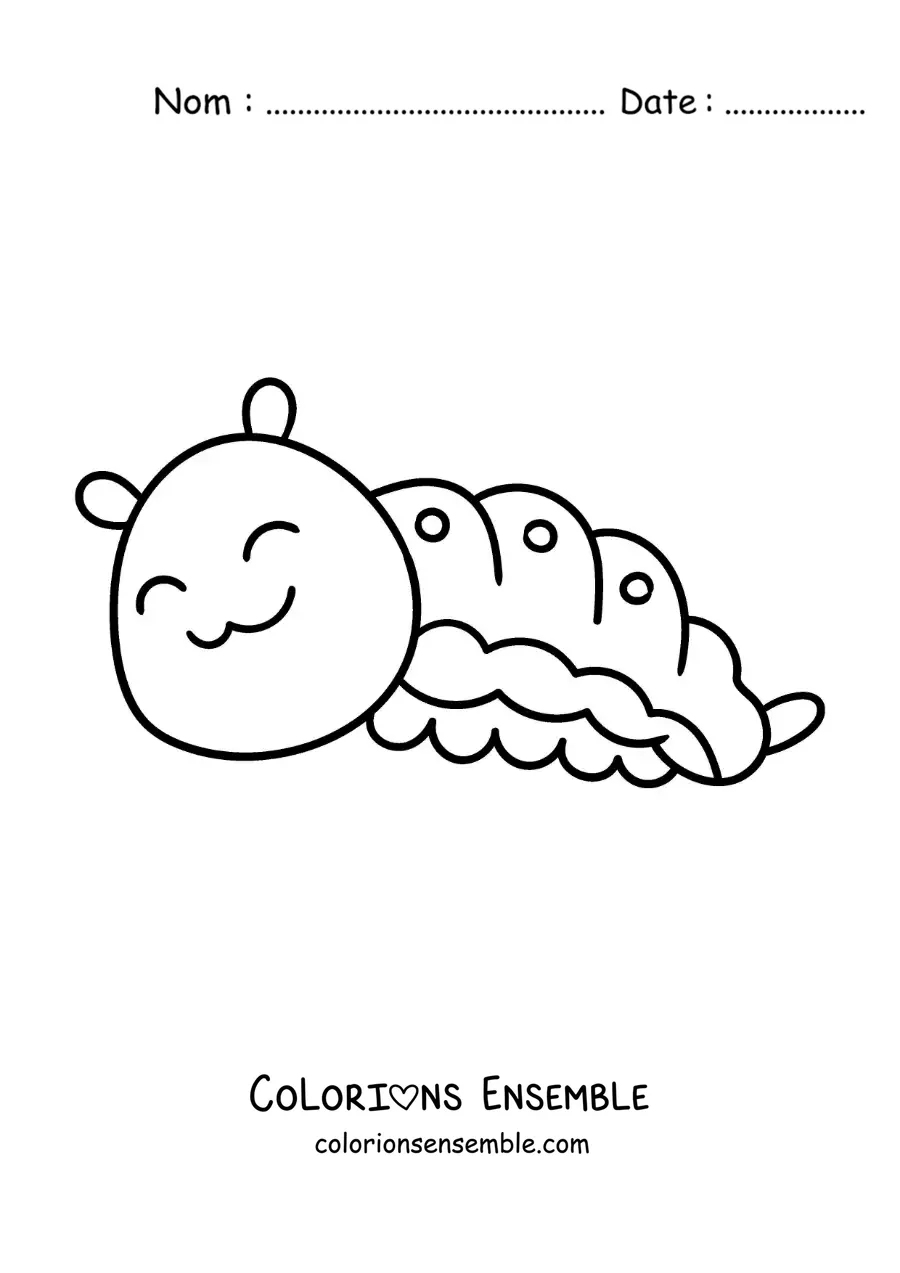 Image à colorier d’une chenille souriante