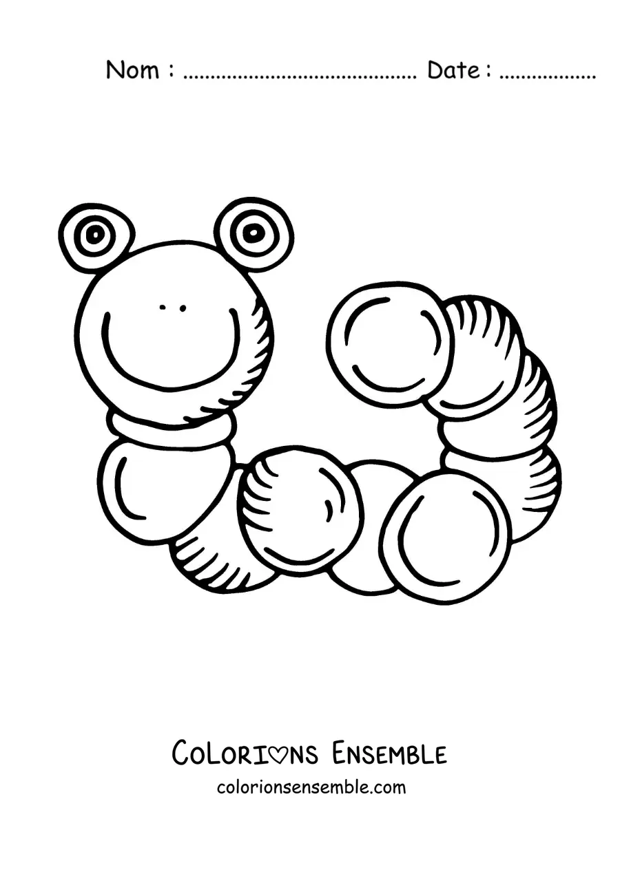 Image à colorier d’une chenille pour enfants