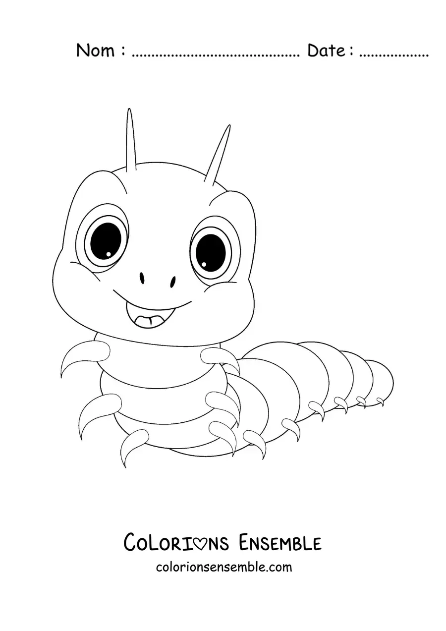 Image à colorier d’une chenille rigolote