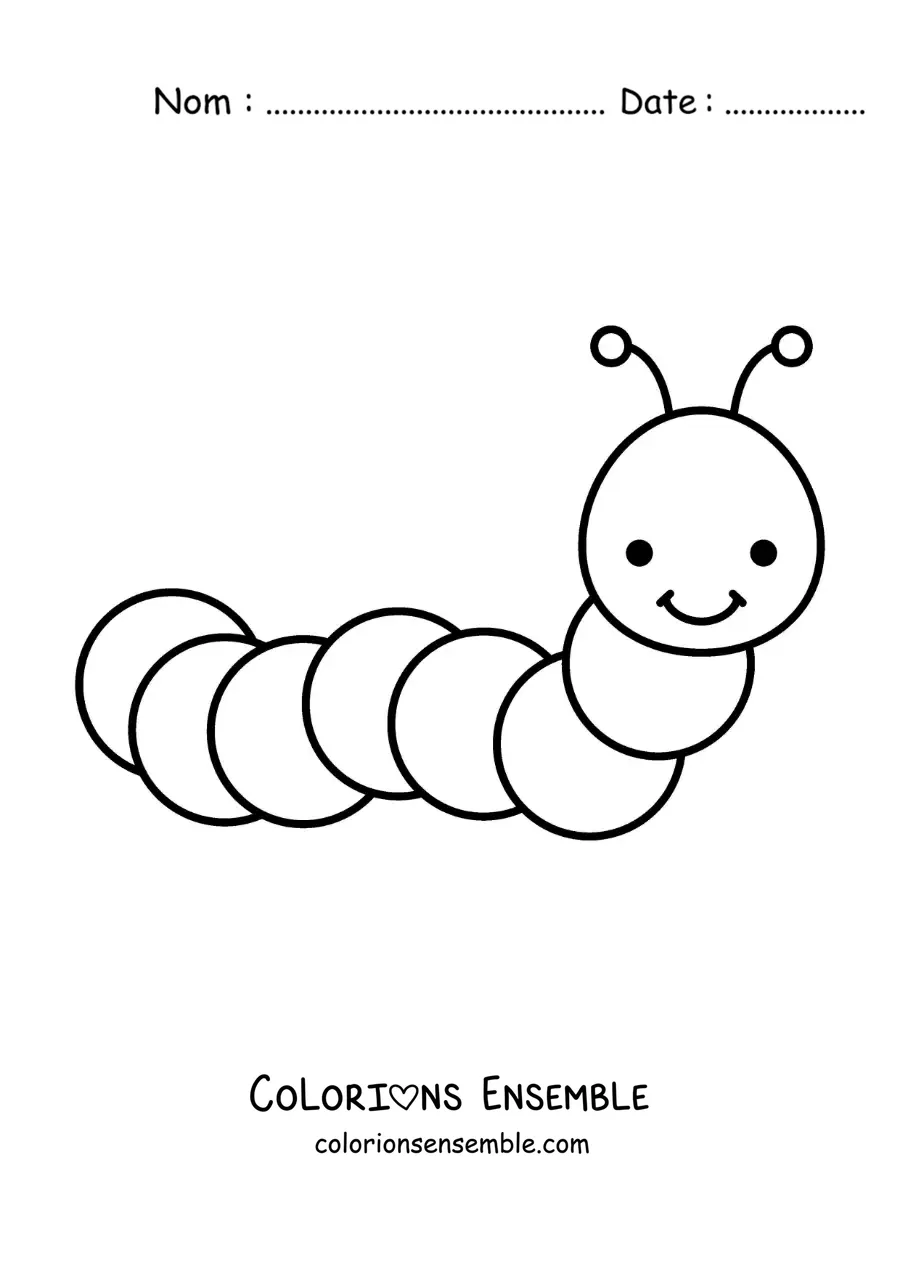Image à colorier d’une chenille facile pour enfants