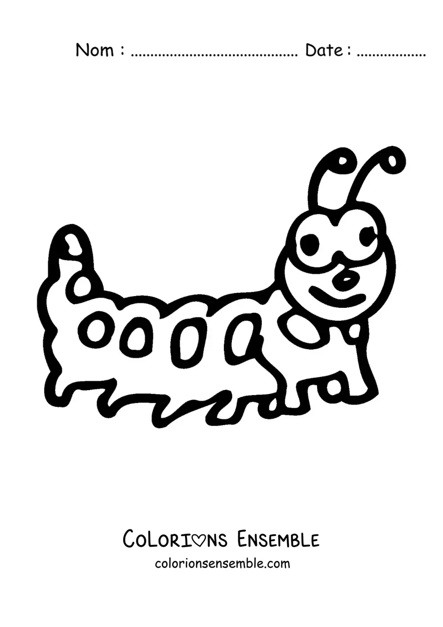 Image à colorier d’une chenille en dessin animé