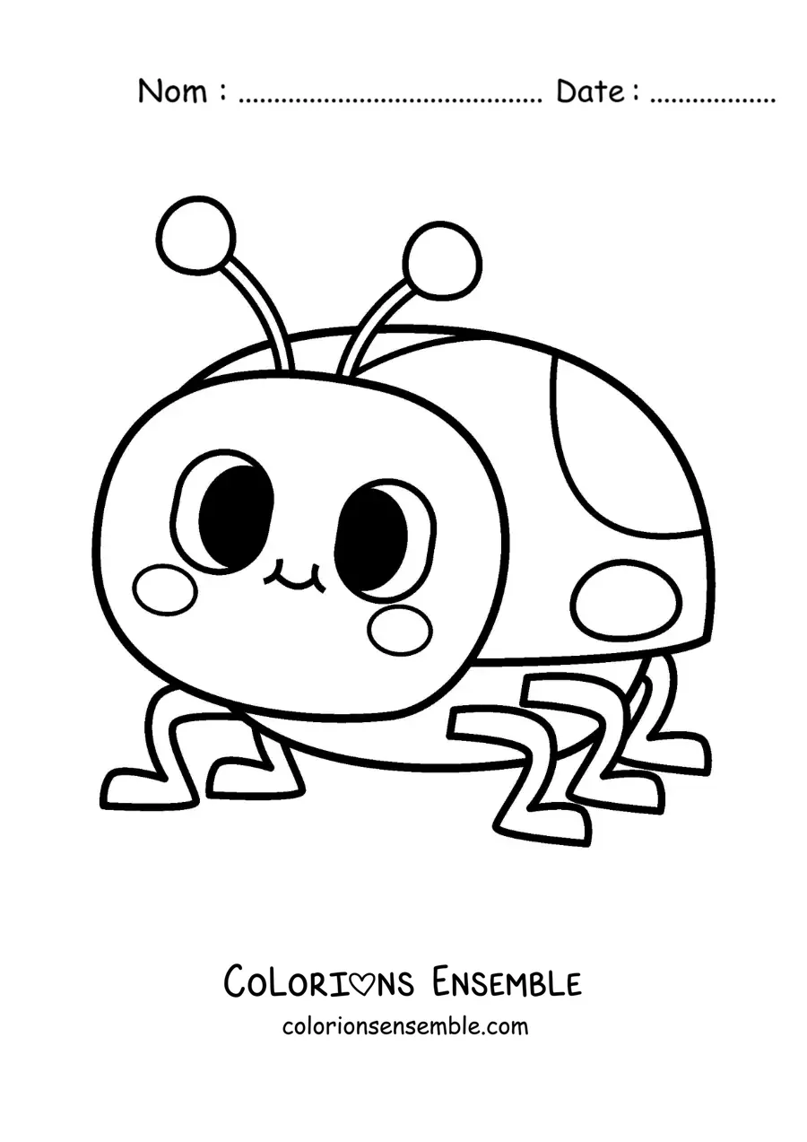 Image à colorier d’une mignonne coccinelle kawaii