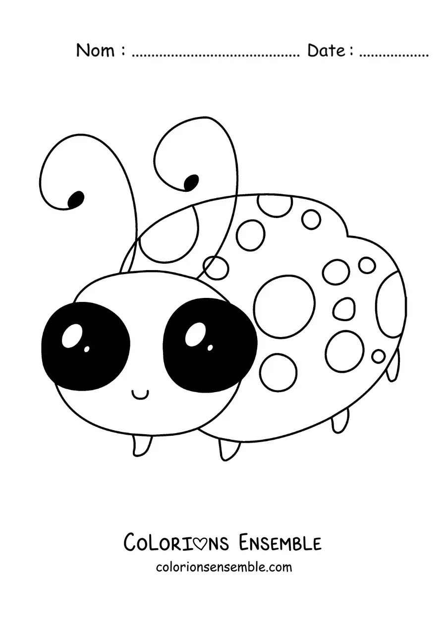 Image à colorier d’une coccinelle kawaii