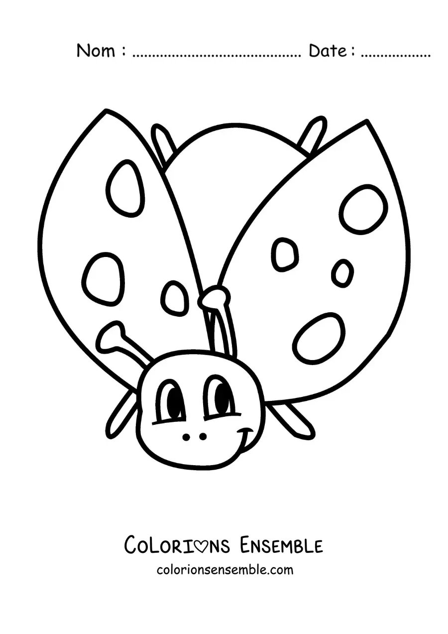 Image à colorier d’une coccinelle rigolote en plein vol