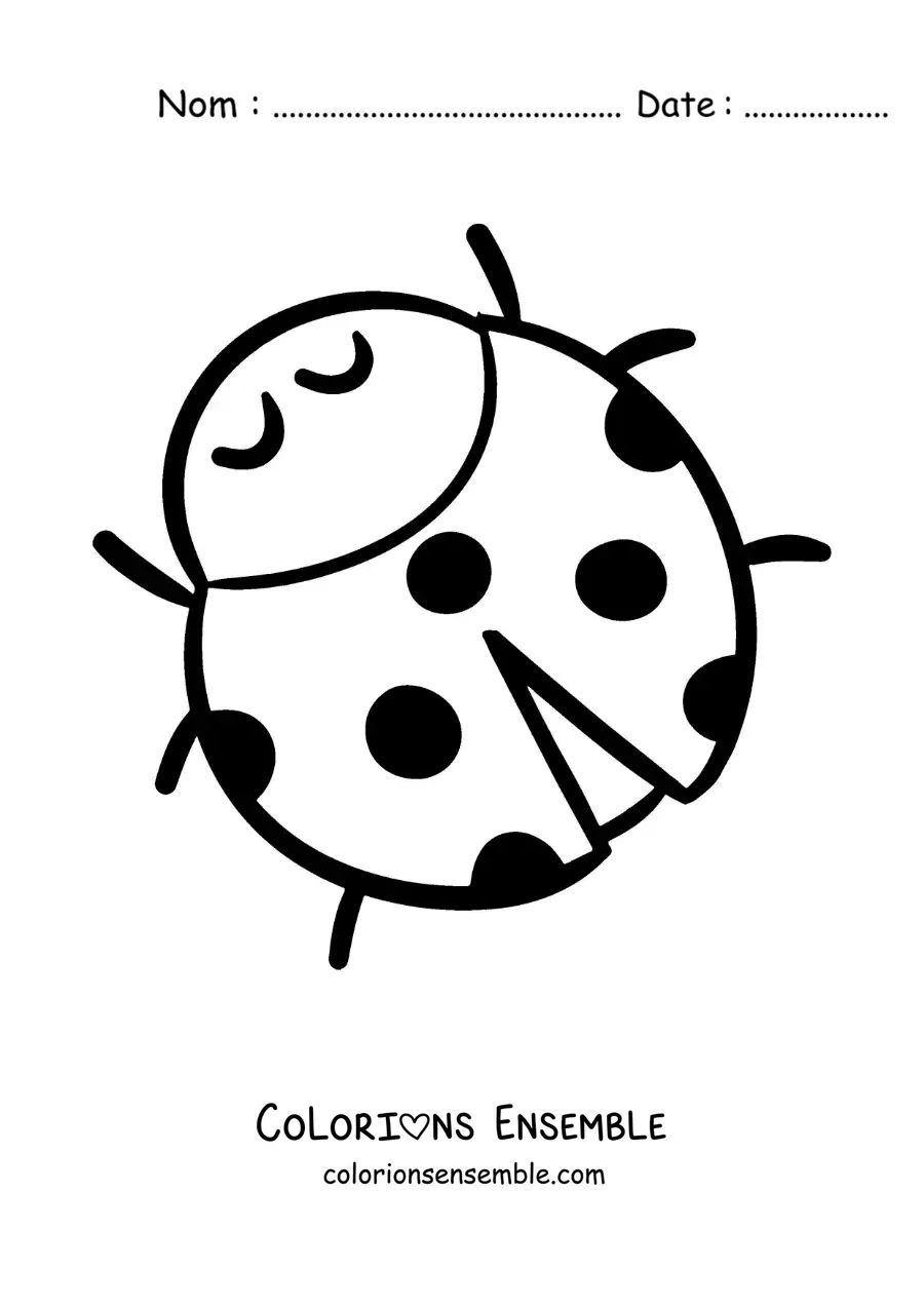 Image à colorier d’une grande coccinelle rigolote et facile