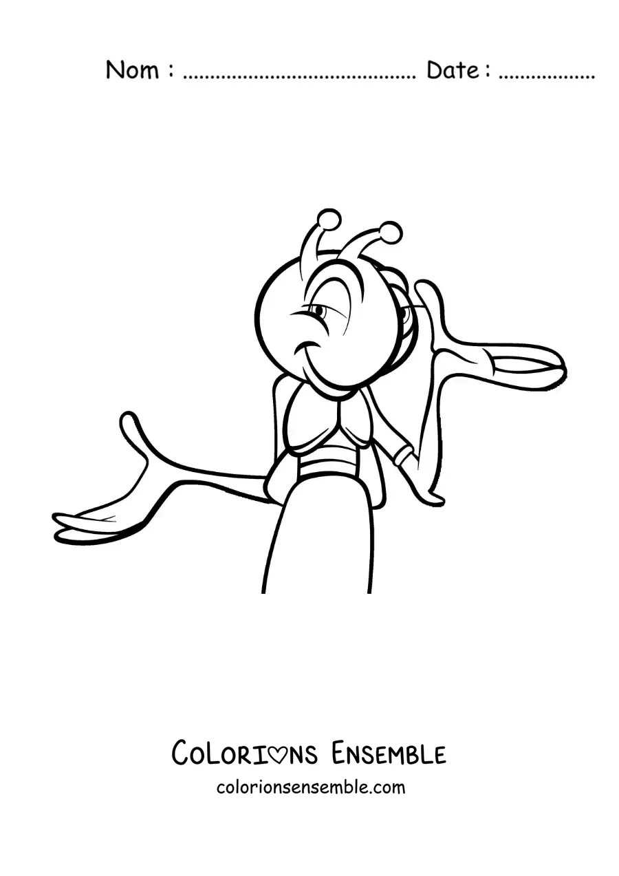 Image à colorier d’un grillon rigolo en dessin animé