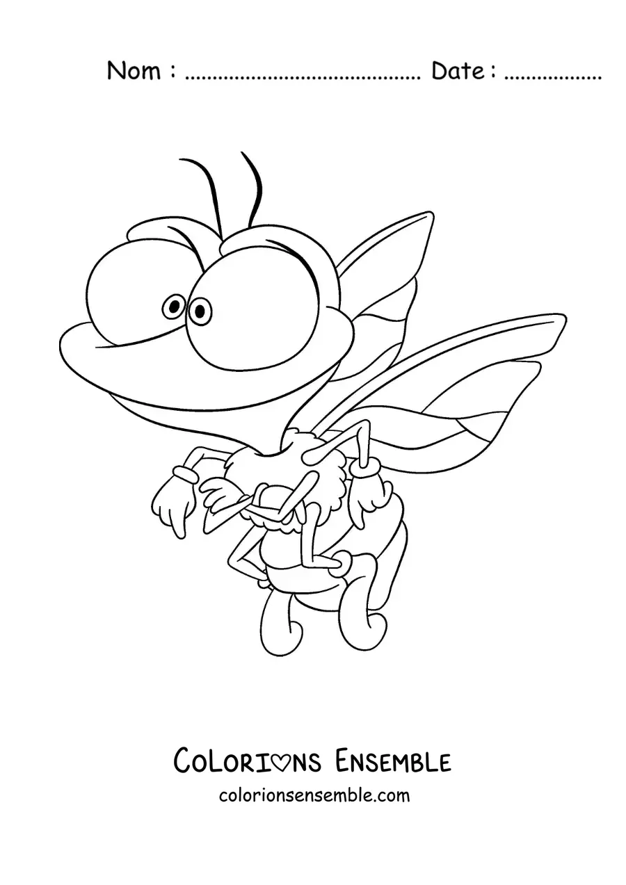 Image à colorier d’une mouche domestique en dessin animé