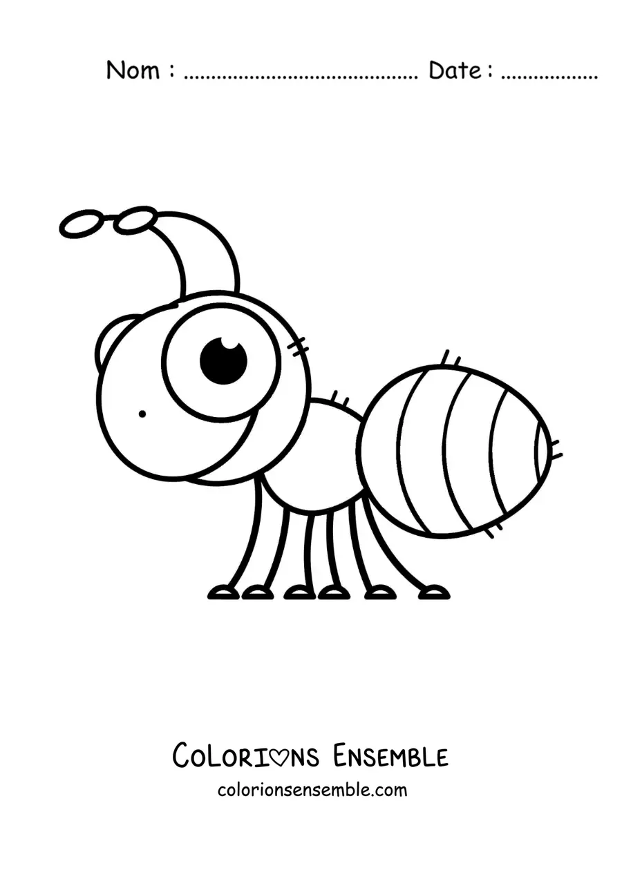 Image à colorier d’une grande fourmi kawaii