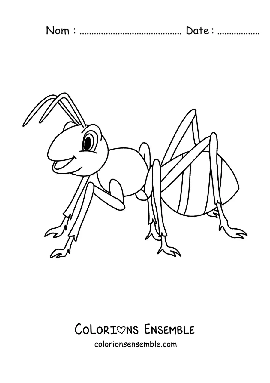 Image à colorier d’une fourmi rigolote