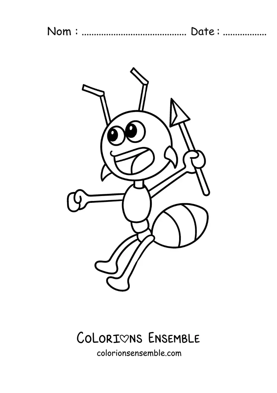 Image à colorier d’une fourmi guerrière rigolote