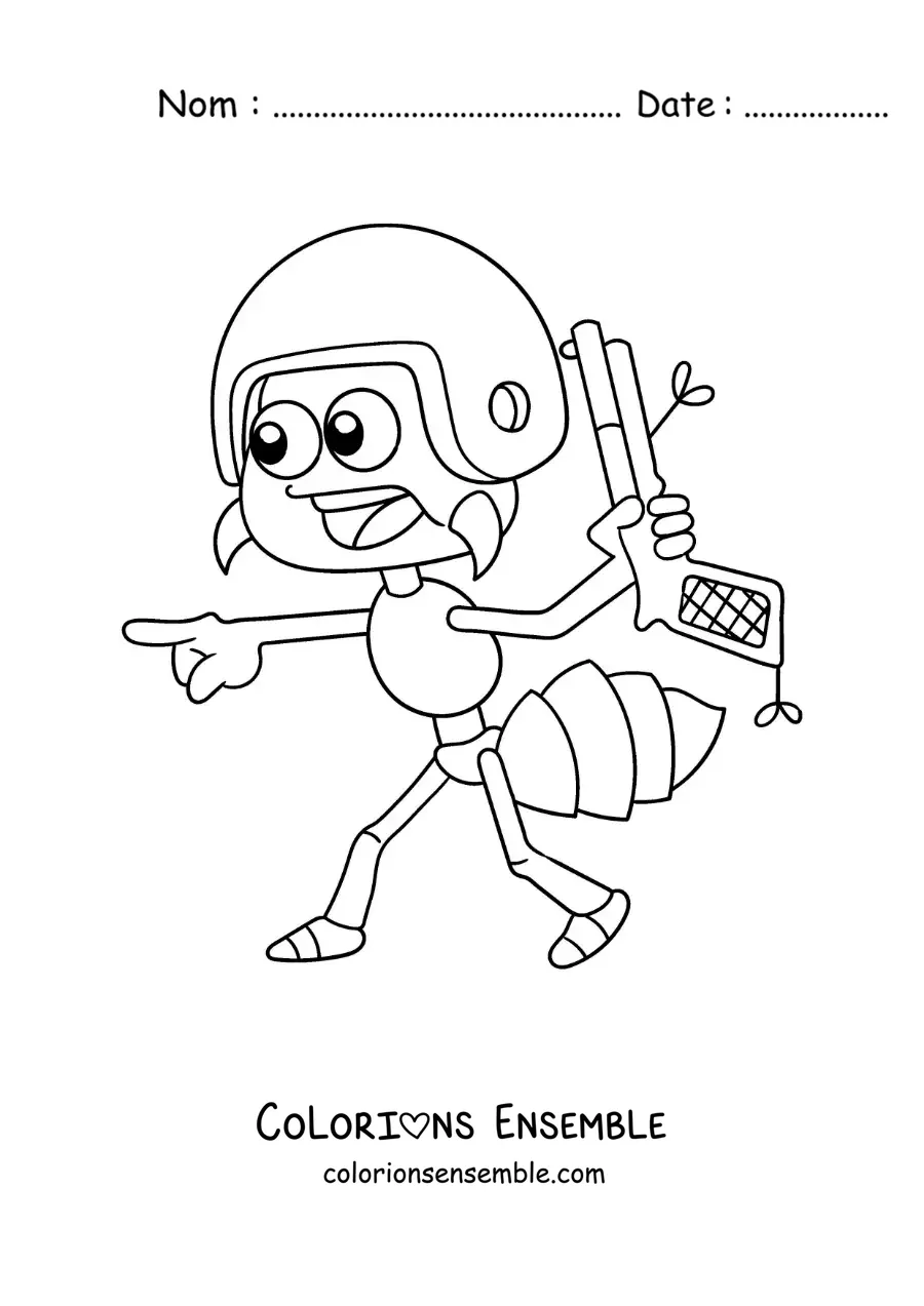 Image à colorier d’une fourmi guerrière au travail