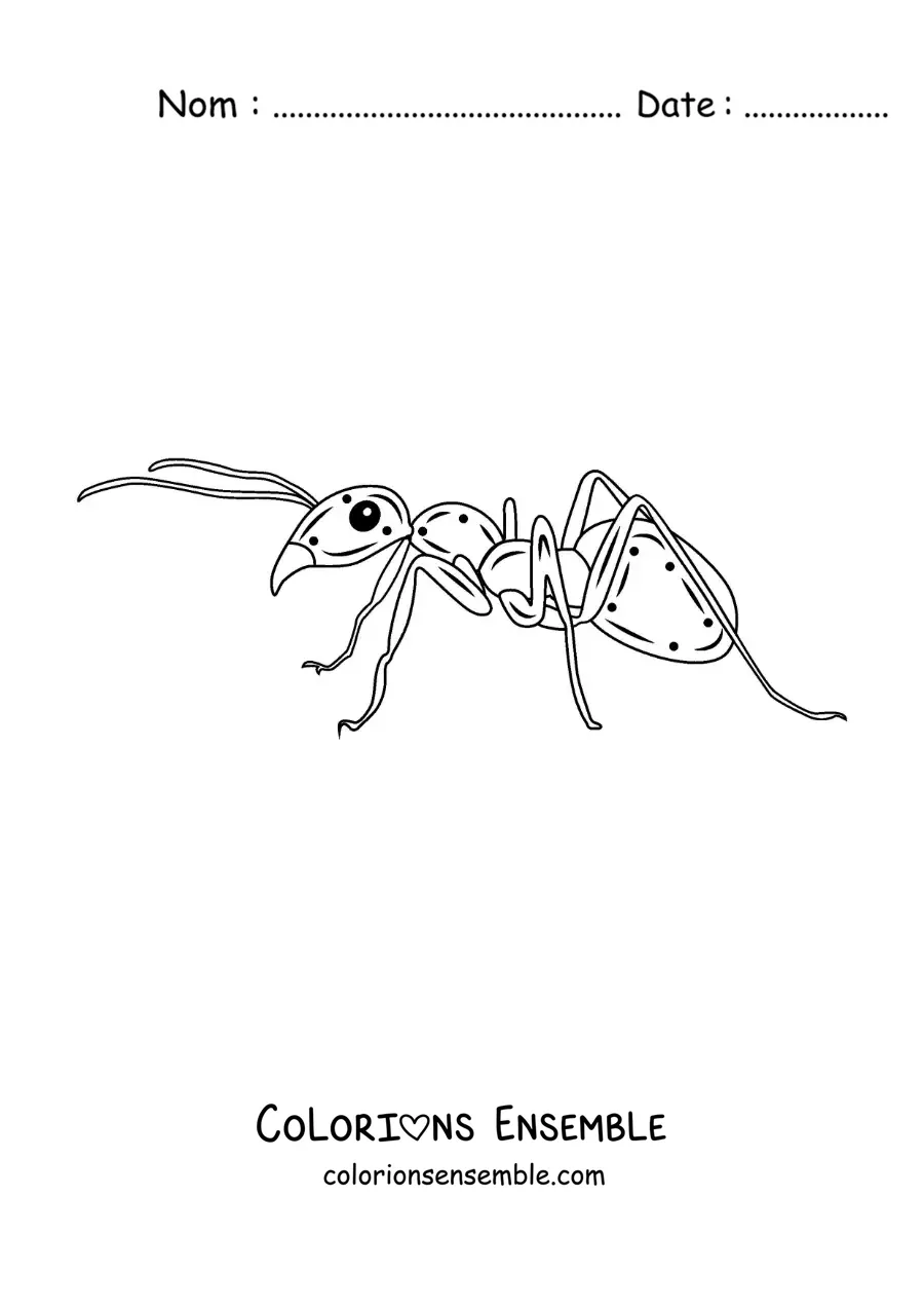 Image à colorier d’une fourmi réaliste