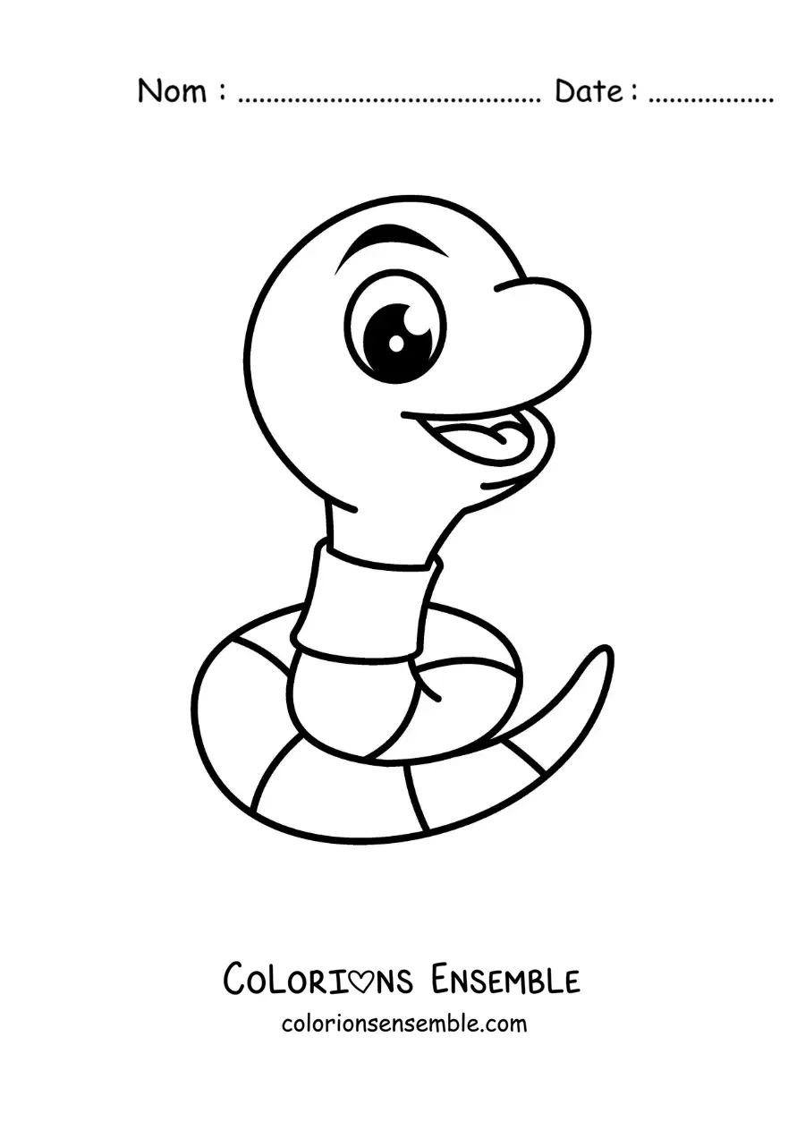 Image à colorier d’un grand ver de terre animé