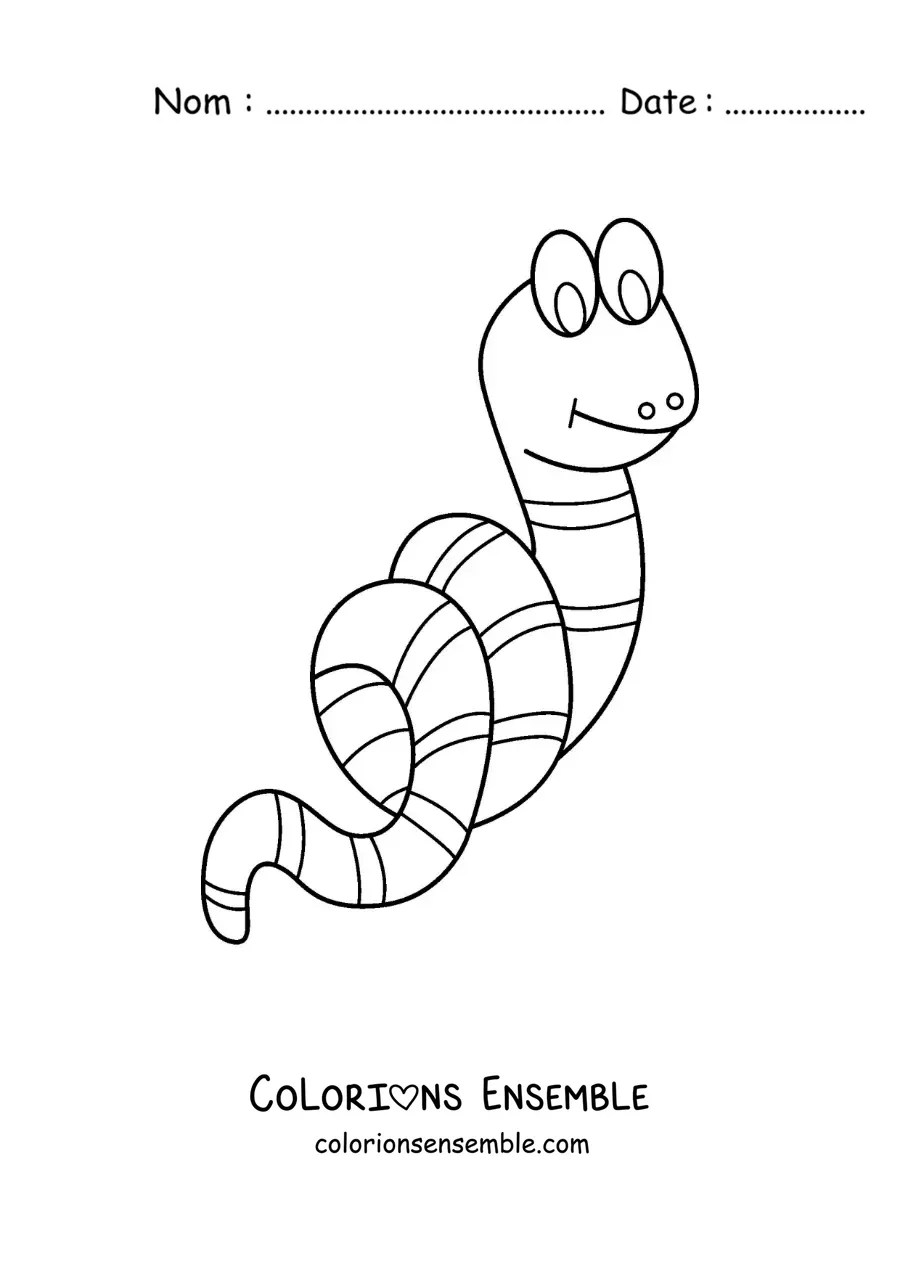 Image à colorier d’un ver de terre animé