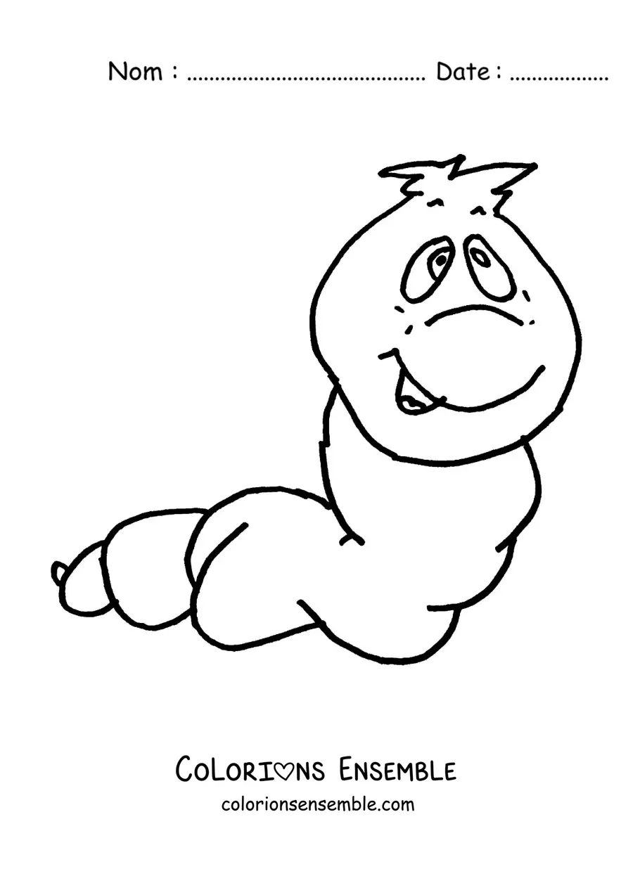 Image à colorier d’un dessin de ver de terre
