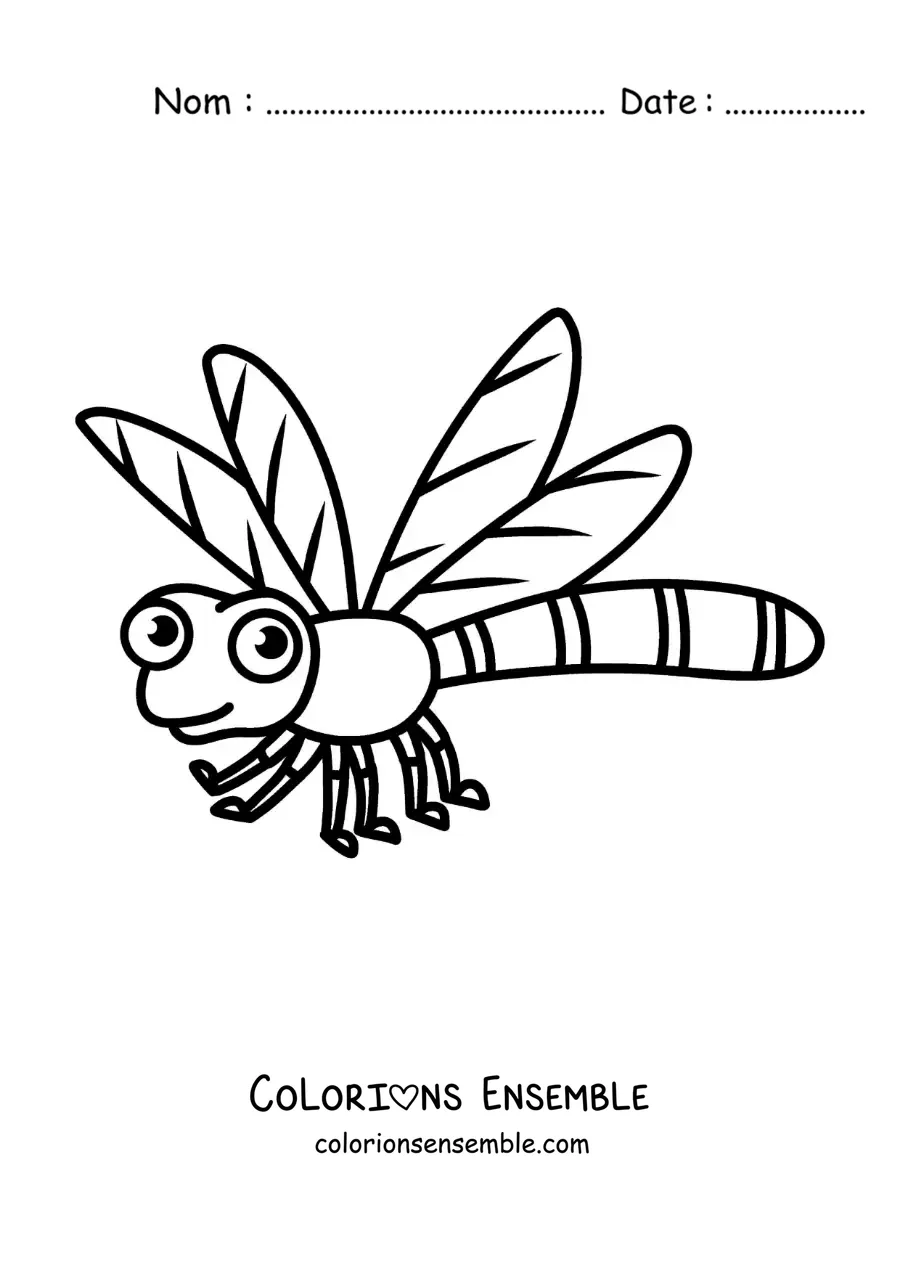 Image à colorier d’un dessin animé de libellule