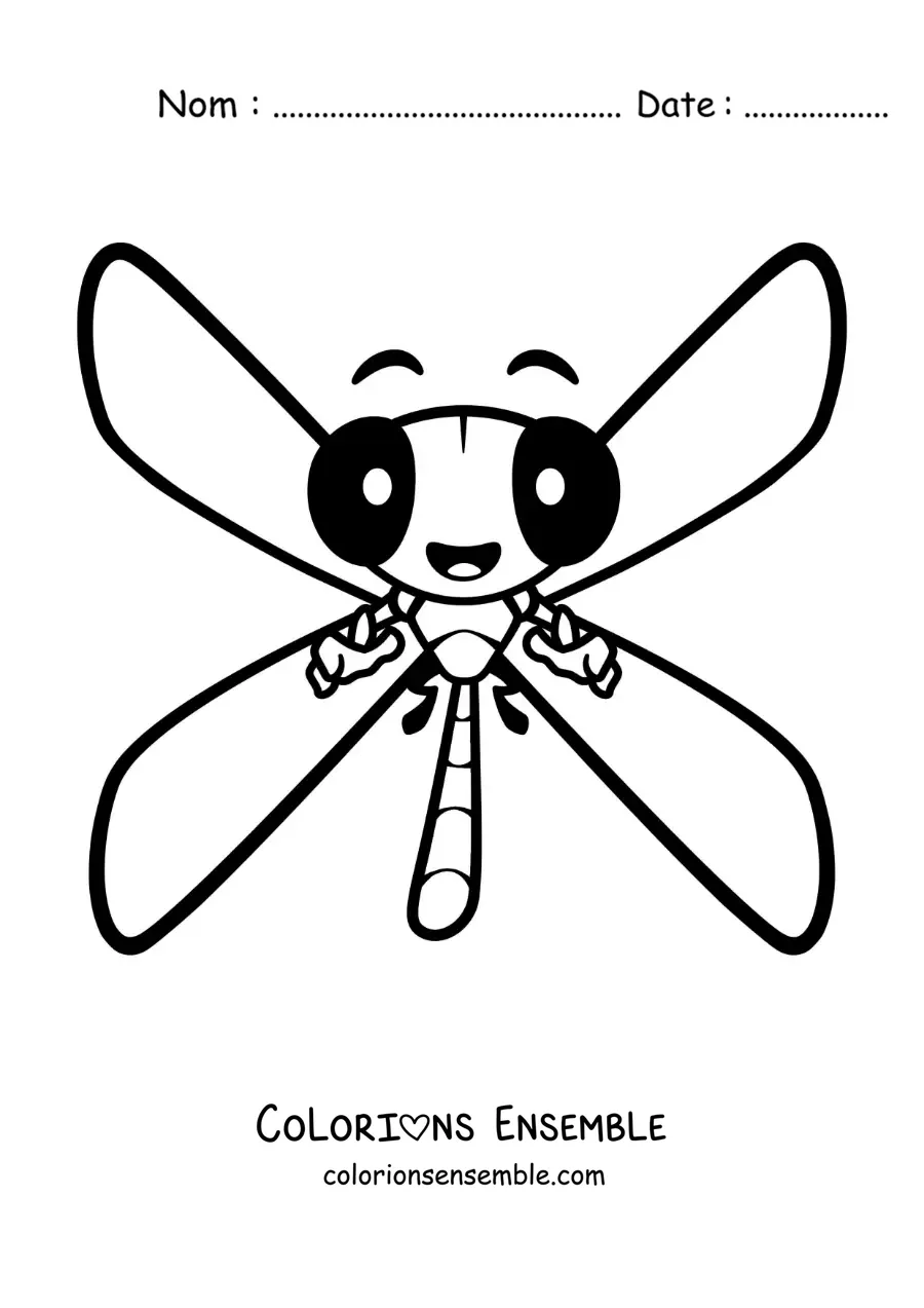 Image à colorier d’une grande libellule animée