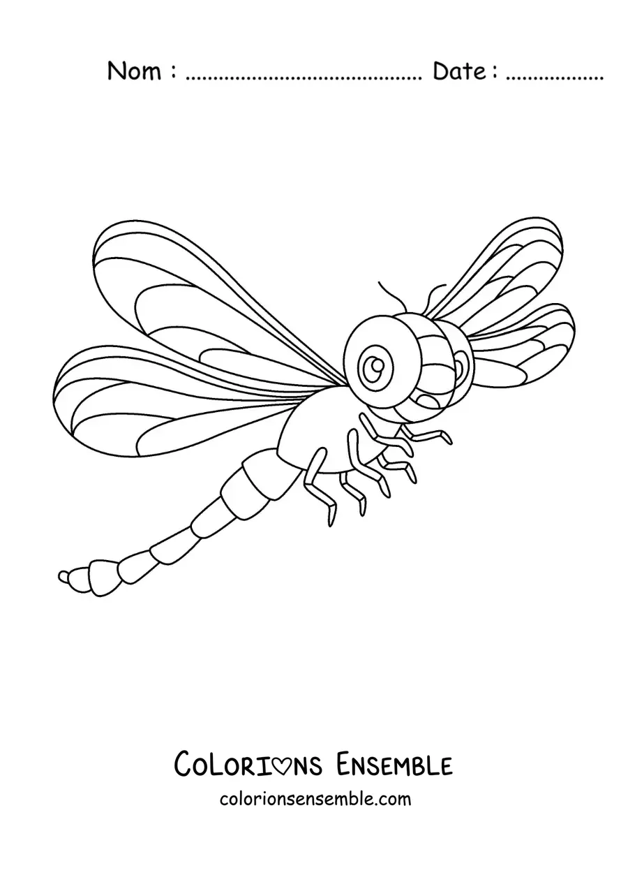 Image à colorier d’une libellule animée