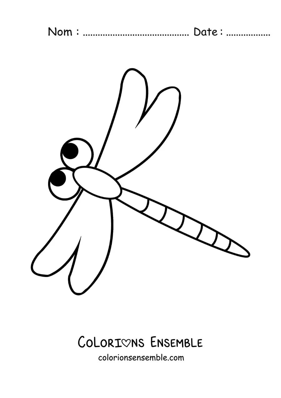 Image à colorier d’une libellule facile