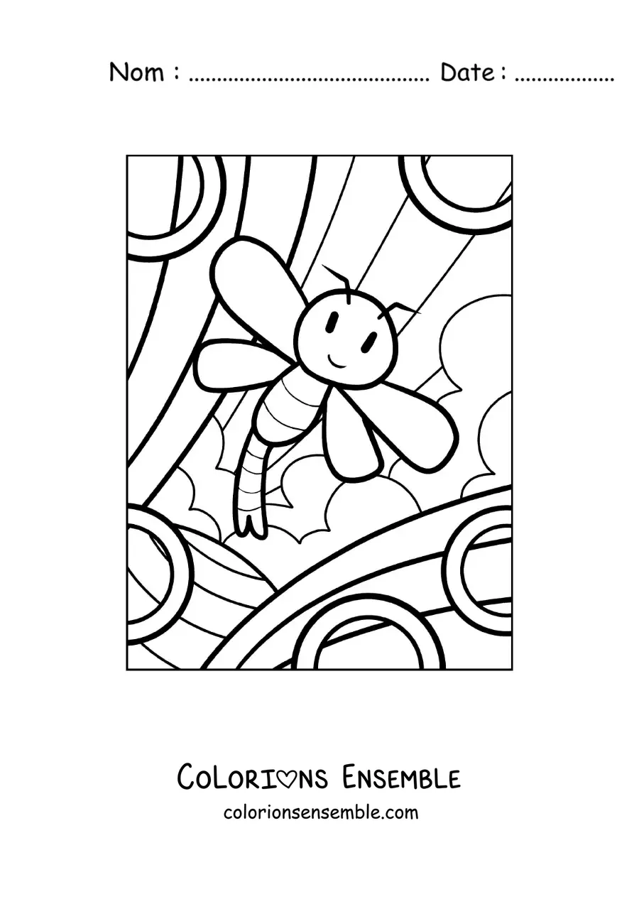 Image à colorier d’une libellule animée facile