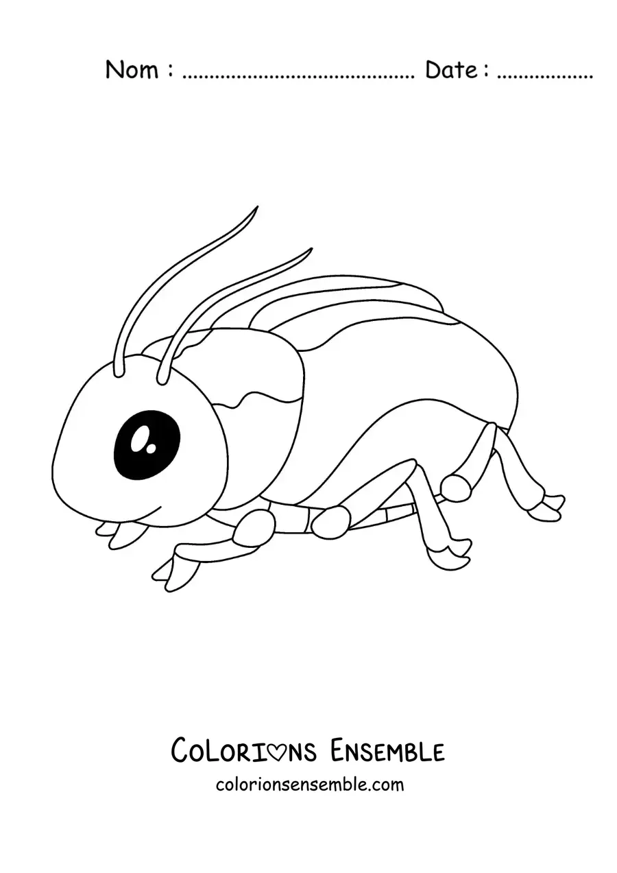 Image à colorier d’un scarabée kawaii