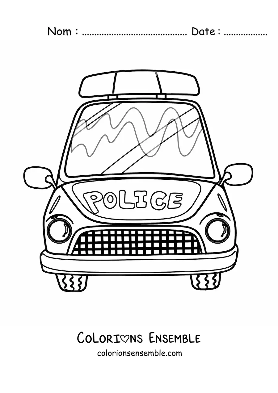 Image à colorier d’une voiture de patrouille de police