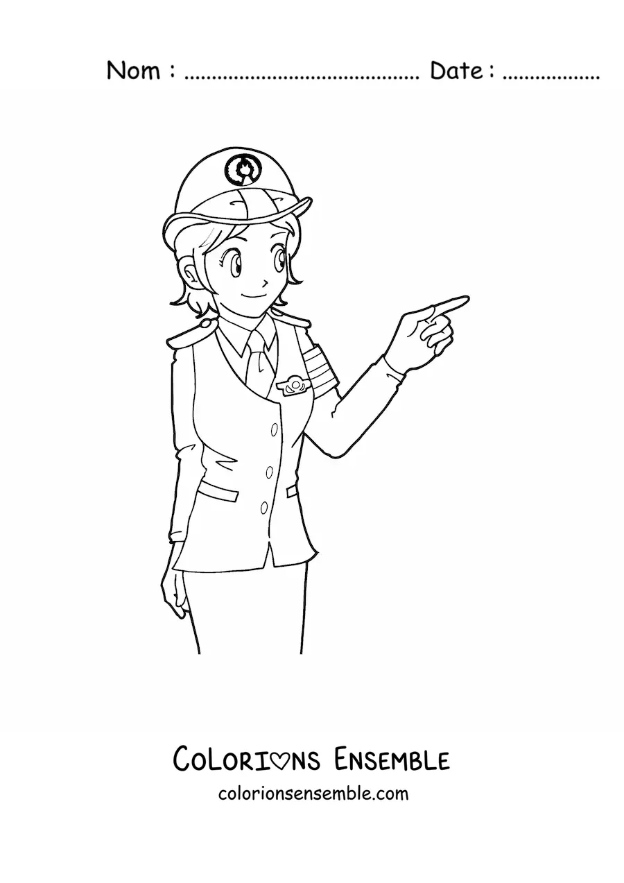 Image à colorier d’une femme policière