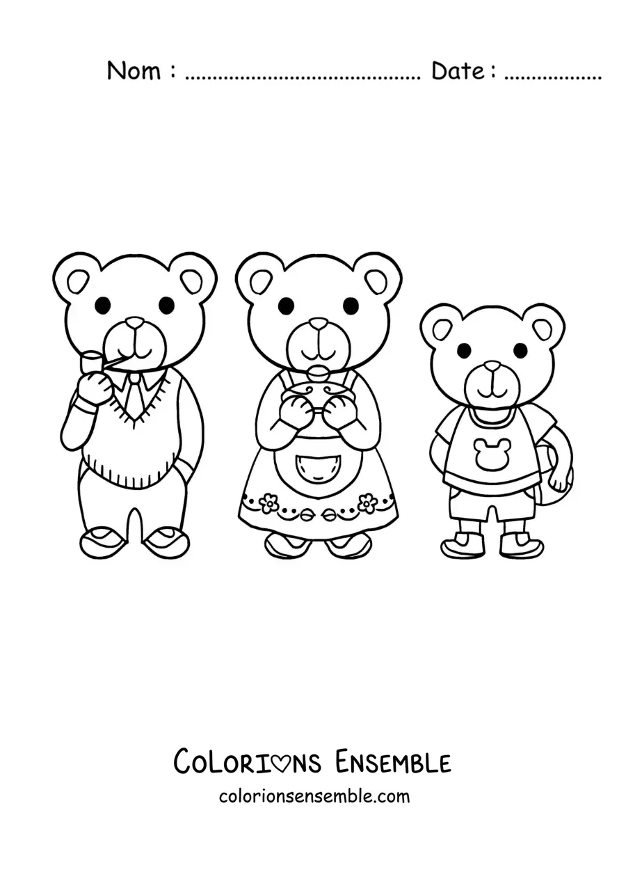Image à colorier des trois petits ours